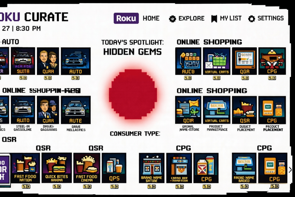 Pixel art interface with curated neo-noir movie thumbnails and a spotlight on 'The Quiet Earth' (1985)